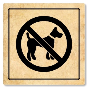 Zákaz vstupu zvířat, 80x80mm, pergamen, Utah